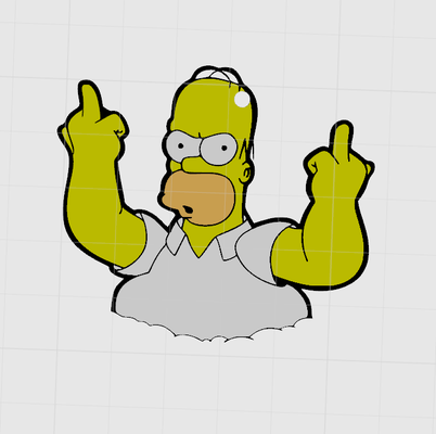 homer simpson middle finger keyring keychain by hectic prints 3d printer accessories key ring chain accessory gift funny simpsons keyrings 3d print model - Mito3D