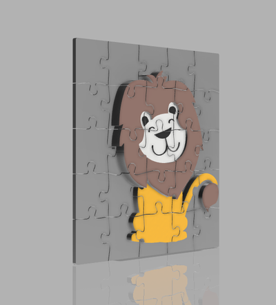 leone puzzle by make3design giocattoli giochi scatola biscotto cubo gioco corona re 3d print model - Mito3D