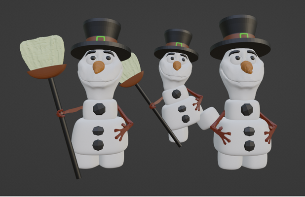 bonhomme neige inspiré by congelé olaf 3d wex jouets jeux personnages disney frozen2 film gelé conte fée bonhommes 3d print model - Mito3D