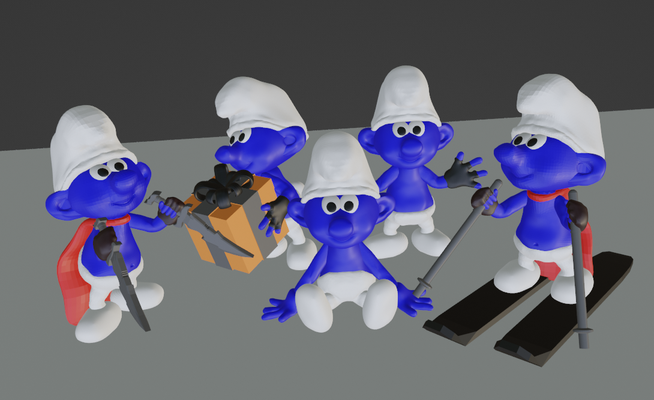 schtroumpf by 3d wex jouets jeux personnages bleu fée gnome lutin conte fée cache gargamel queue smoul pohada 3d print model - Mito3D