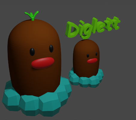 diglett pokemon by 3d-wex toys & games characters toy game kids 3dwex diglet 3d print model - Mito3D