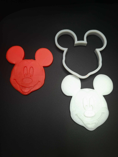 mickey mouse cookie cutter press 2 piece by millz3d household festivities christmas 3d print model - Mito3D