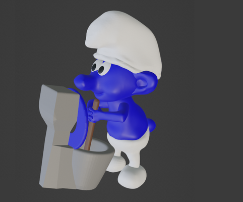 smurf toilet by 3d-wex toys & games characters anime sketch wc fairytale schlumpf smoula 3d print model - Mito3D