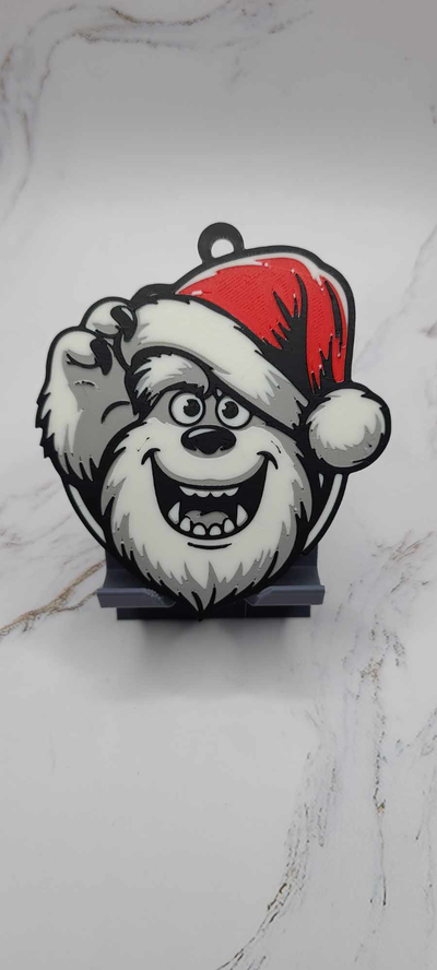 party-ready sulley in festive cap by zipzapprint art 2d christmas monster 3d print model - Mito3D