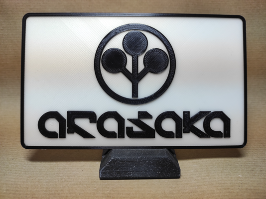 arasaka cartello cyberpunk 2077 by kikaster6 arte segni loghi arredamento giochi den 3d print model - Mito3D