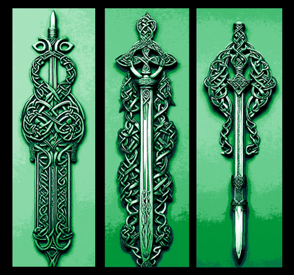 celtique nouage centré épées ensemble of 3 signets by souvenirs mclanes art 2d nœud forge chapeaux marqueur épée marque livre signet 3d print model - Mito3D
