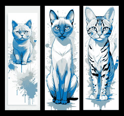 a special cat - set of 3 bookmarks by mclanesmemories art 2d hueforge mark marker bookmark book cats 3d print model - Mito3D