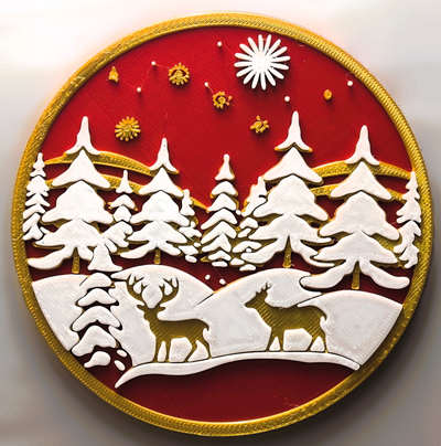 vacanza bevanda sottobicchiere 3 colore by moeknows domestico festività cervo natale paesaggio neve inverno arredamento 3d print model - Mito3D