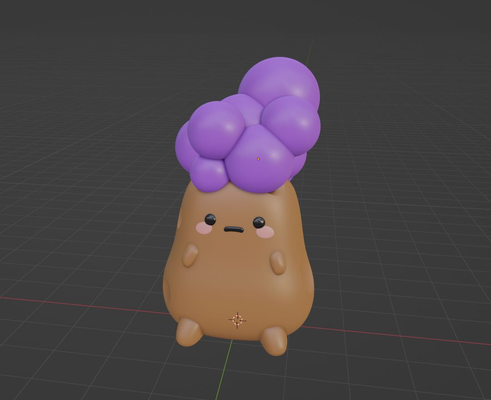 spudlet bubble hair by droppunk toys & games characters mochi tayto potato cute sanrio 3d print model - Mito3D