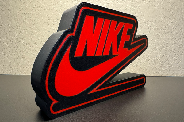 nike swoosh bred logo light box by 3dprintdaily art signs & logos nikeair sneaker head wall 3d print model - Mito3D