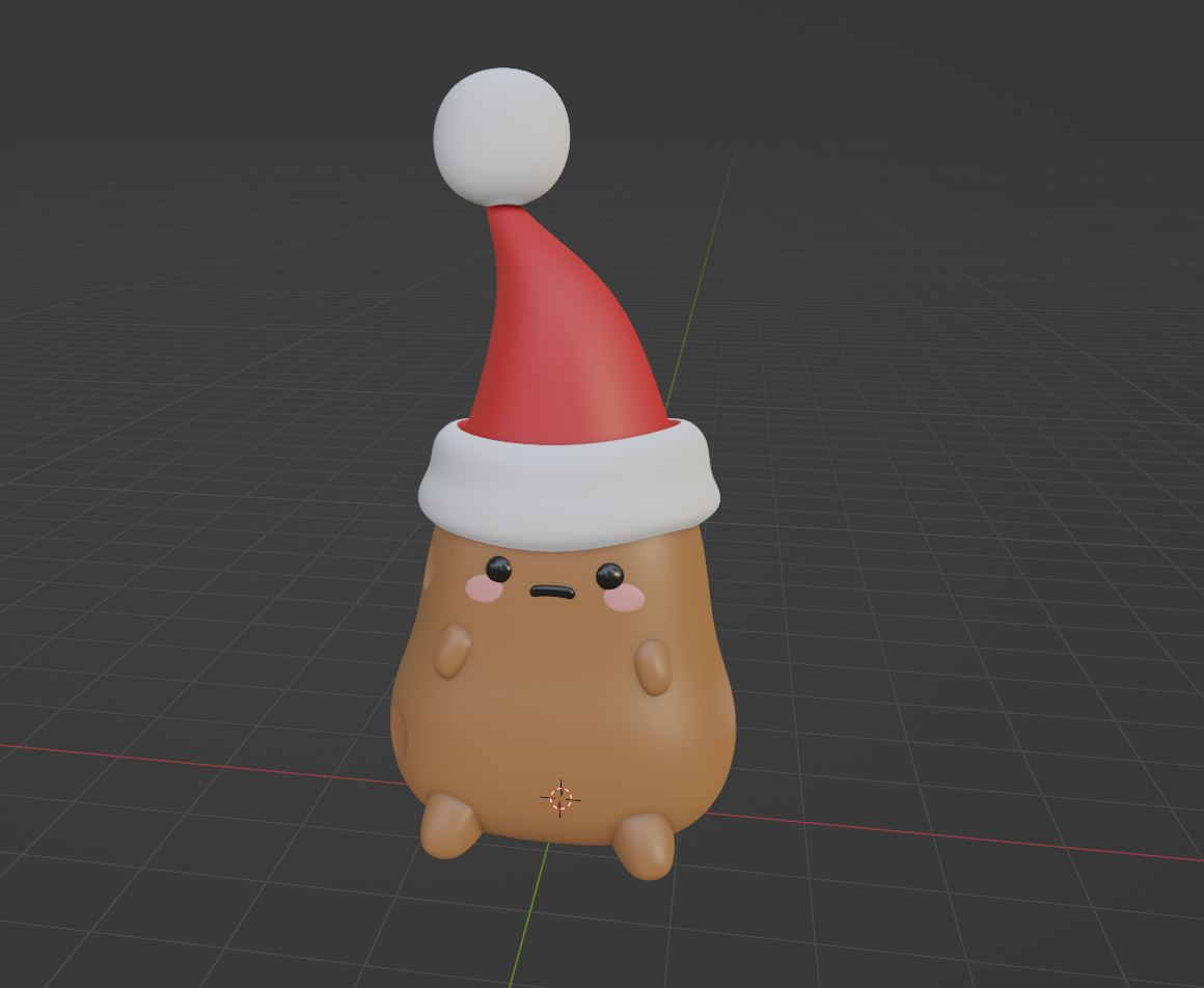 spudlet in a santa hat by droppunk toys & games characters mochi sanrio cute tayto potato kawaii japanese 3D print model - Mito3D