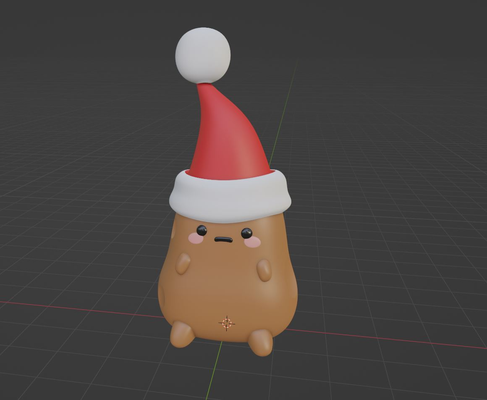 spudlet in a santa hat by droppunk toys & games characters mochi sanrio cute tayto potato kawaii japanese 3d print model - Mito3D