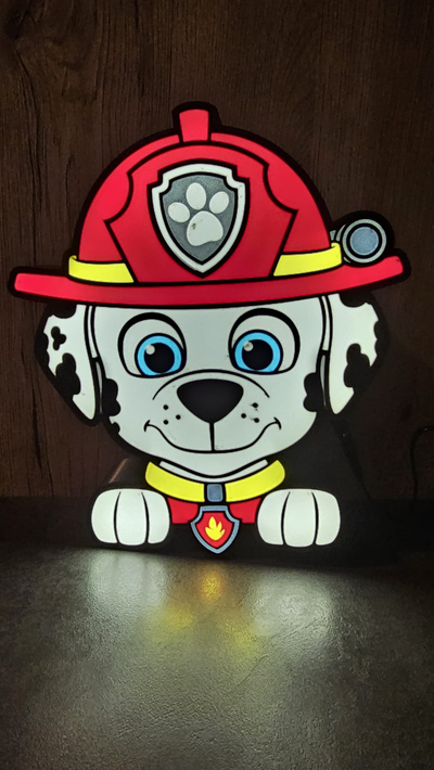 pfote patrouillieren marshall leuchtkasten by manuel kunst 2d pawpatrol led lampe box 3d print model - Mito3D