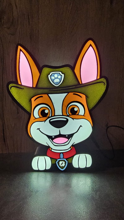 pfote patrouillieren tracker leuchtkasten by manuel kunst 2d pawpatrol lampe led licht box 3d print model - Mito3D