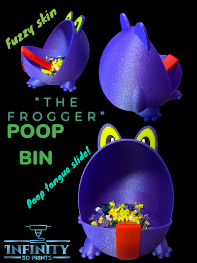 frogger a1 mini filament poop behälter by unendlichkeit 3d druckt drucker zubehör frosch fänger abfall spülen prime spaß kinder grün esser 3d print model - Mito3D