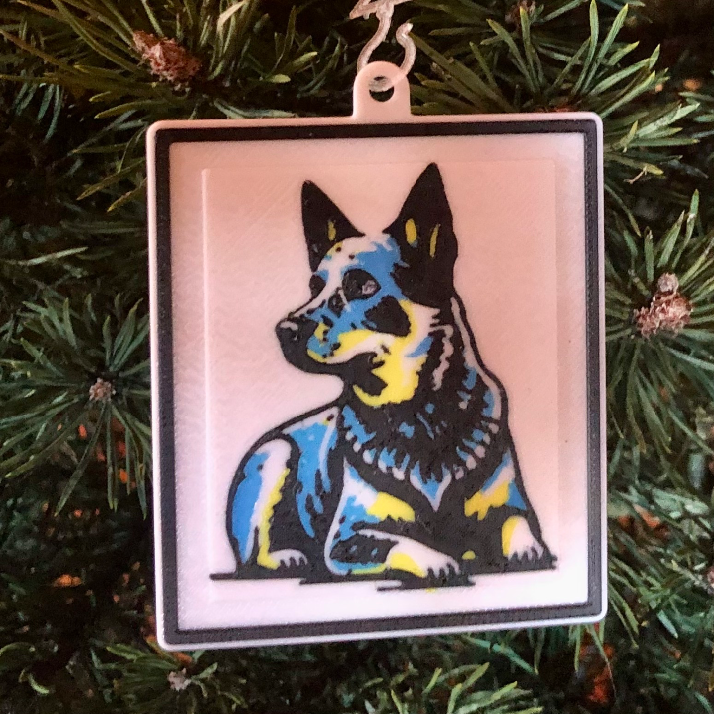 mavi heeler noel süs by kathryn cramer ev halkı şenlikler süsü süsler köpekler şifacılar evcil hayvanlar köpek sanat ai 3D print model - Mito3D