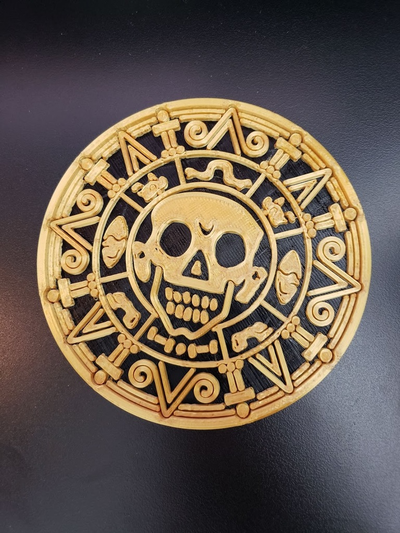 aztekisch gold münze by idealoding 3d drucker prüfung modelle p1p mehrfarbig ams no unterstützung einfach weihnachten geschenk stütze getränk bier sprudel cosplay neujahr feier x1c p1 3d print model - Mito3D