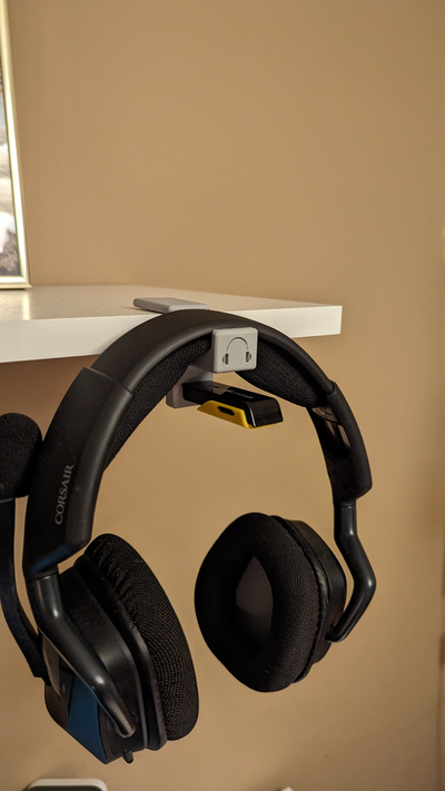 headphone holder usb dongle support by wackosaurus tools organizers headphones corsair void pro 3d print model - Mito3D