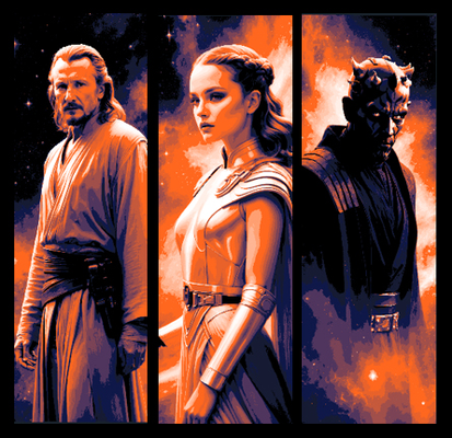 star wars characters padme amidala darth maul qui-gon jinn - fan art set of 3 bookmarks by mclanesmemories 2d starwars hueforge 3d book bookmakr mark 3d print model - Mito3D