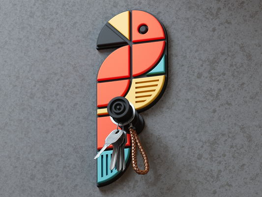 bird key holder wall by misterd household decor multicolor 3d print model - Mito3D