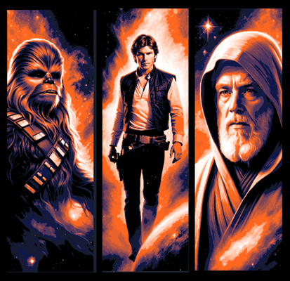 star wars characters han solo chewbacca ben kenobi fan art as set of 3 bookmarks by mclanesmemories 2d hansolo chewy starwars hueforge book mark marker bookmark 3d print model - Mito3D