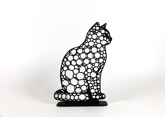 polycat - geometric polygon cat by phaseworksca art sculptures animal nature display decor poly polygons hexagons meow cute artistic gift pet furry friend 3d print model - Mito3D