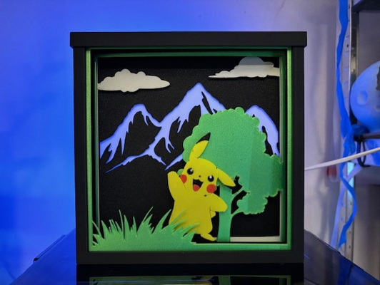 pikaçu pokemon gölge kutu by eskimiş 3d sanat modeller kutusu 3d print model - Mito3D
