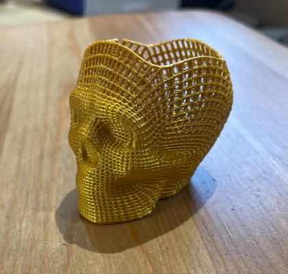 wireframe skull pencil holder remixed by duckbang household office study desk tiny organiser 3d print model - Mito3D