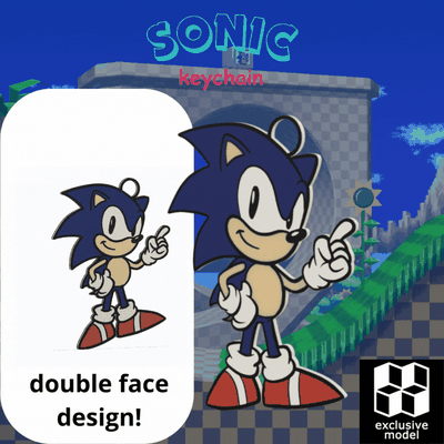 sonic hedgehog keychain by forest87 tools gadgets sega nintendo videogame retrogame keyring nerd 3d print model - Mito3D