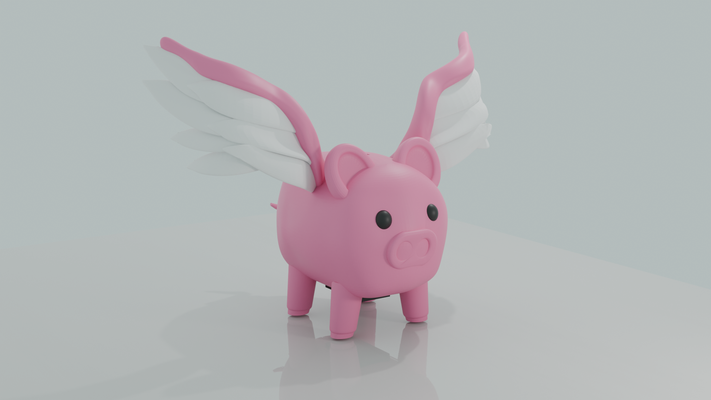 flying piggy bank - winged pig by jameswatts1990 art models pegasus 3d print model - Mito3D