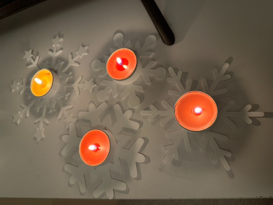 floco neve chá leve vela suporte by leão impressão casa decoração luz natal presente inverno enfeite natal decorações candelabro azul luzes velas 3d print model - Mito3D