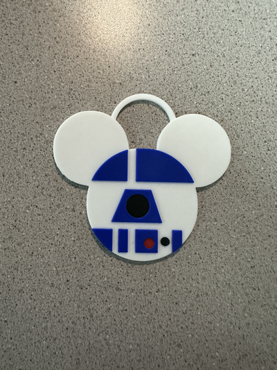 r2d2 ornament zipper pull by 3d imagineer household decor star wars christmas disney disneyland disneyworld zipperpull multi color droid print printing multicolour mickey mickeymouse ears 3d print model - Mito3D