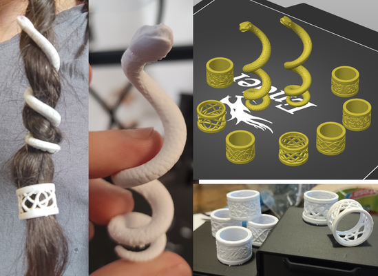 vichingo jormungandr capelli treccia bobina perline by hvdzasaur moda modelli serpente celtico accessori per 3d print model - Mito3D