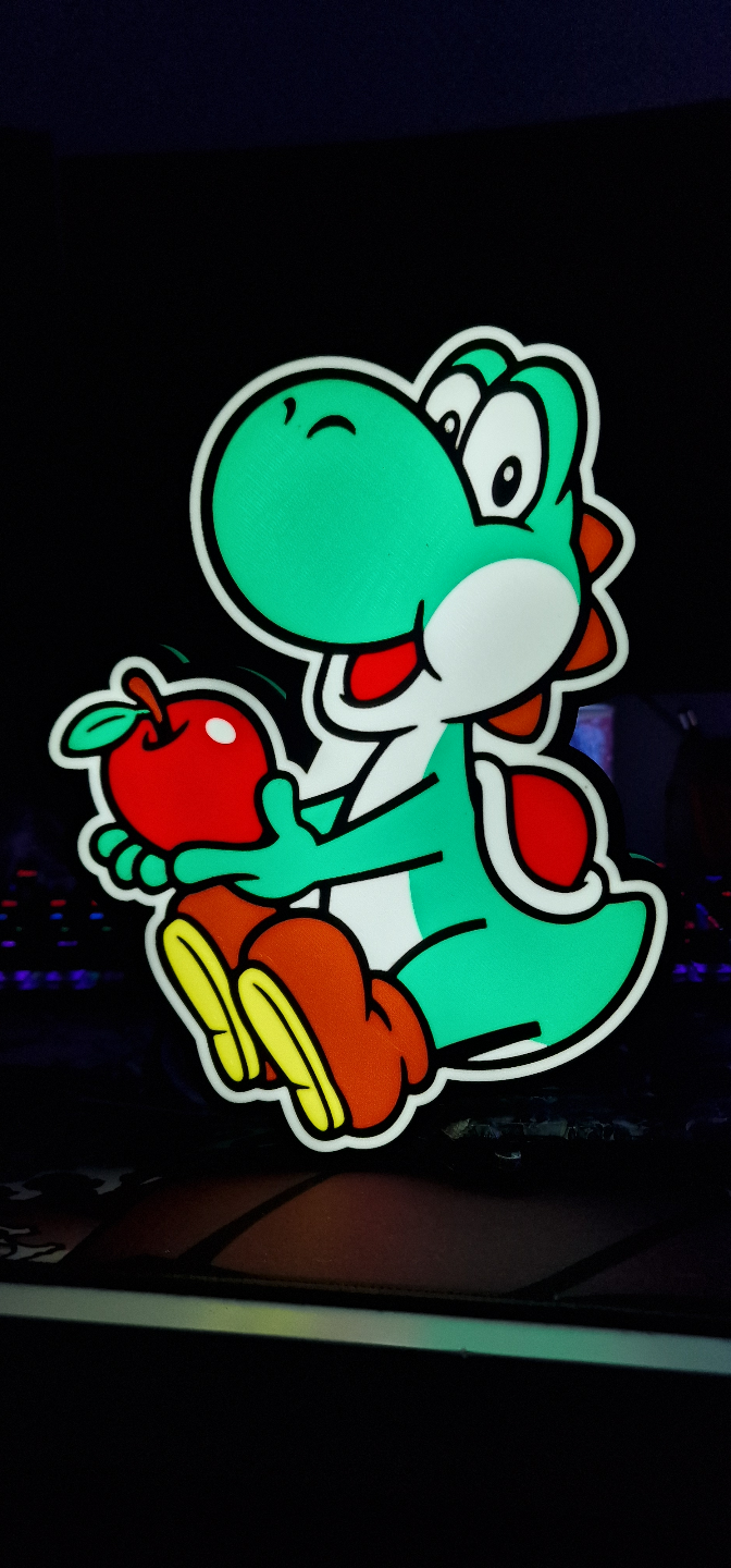 yoshi super mario lightbox led lamp by nico91 art signs & logos nintendo wall wallart kids kidsroom decoration gamer gift light box ledbox 3D print model - Mito3D