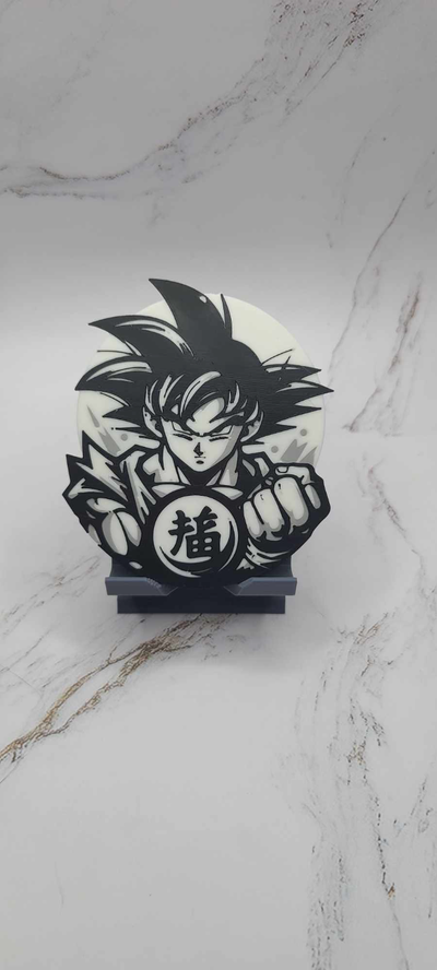 goku puissance pose sculpture by zipzapprint art 2d dragon balle fils ornement 3d print model - Mito3D