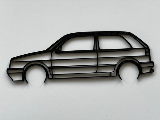 volkswagen mkii mk2 golf wall art silhouette by xmonikerx 2d vw 3d print model - Mito3D