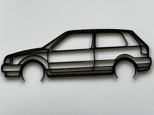 volkswagen mkiii mk3 golf parete arte silhouette by xmonikerx 2d vw 3d print model - Mito3D