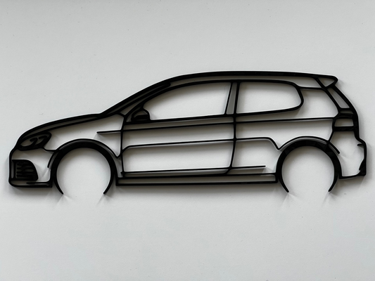 volkswagen mkvi mk6 golf mauer kunst silhouette by xmonikerx 2d vw 3d print model - Mito3D