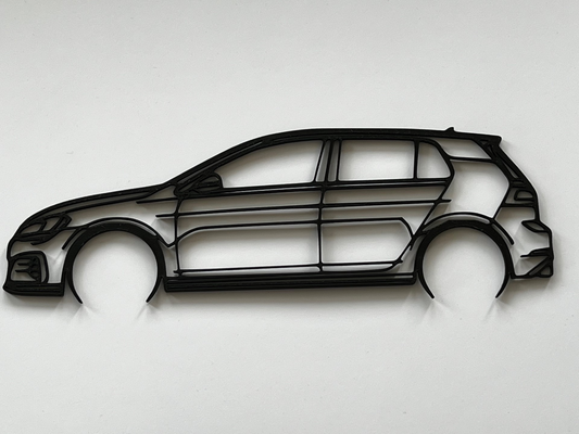 volkswagen mkvii mk7 golf mauer kunst silhouette by xmonikerx 2d vw 3d print model - Mito3D