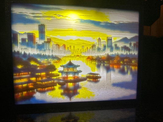 chine paysage urbain lithophane by nates impression boutique ménage décor cmyk cmyklithophane bronode litho lithobox lithographie lithographier paquet couleur coloré lumière art boîte 3d print model - Mito3D