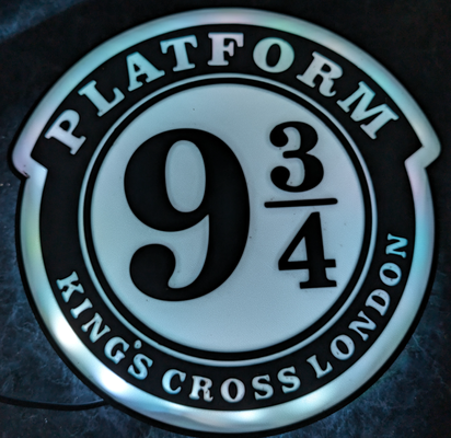 platform 93 4 lightbox sign by mjharrop art signs & logos harry potter 934 kings crossing jkrowling 3d print model - Mito3D