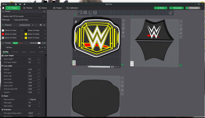 wwe titre ceinture led lampe by conceptions marais 39 ours art panneaux logos 3d print model - Mito3D