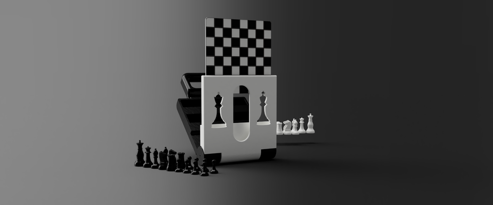 chess set folding case by hector toys & games board pieces 3d print model - Mito3D