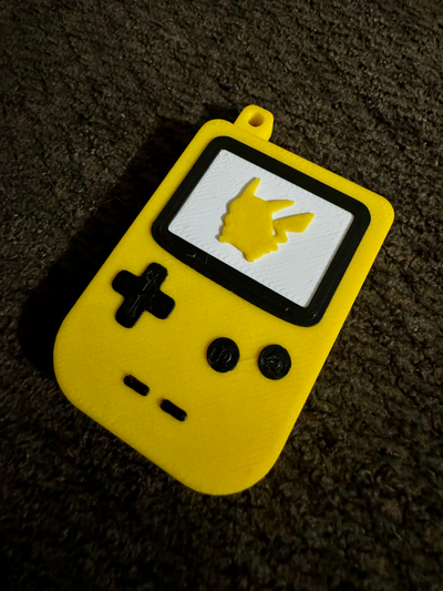 gameboy yellow pikachu keychain by egalva00 toys & games pokemon video game pocket monster 3d print model - Mito3D