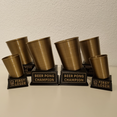 cerveja pong troféu by drschiduwi arte esculturas beerpong jogos bebendo troféus taça diversão amarre 3d print model - Mito3D