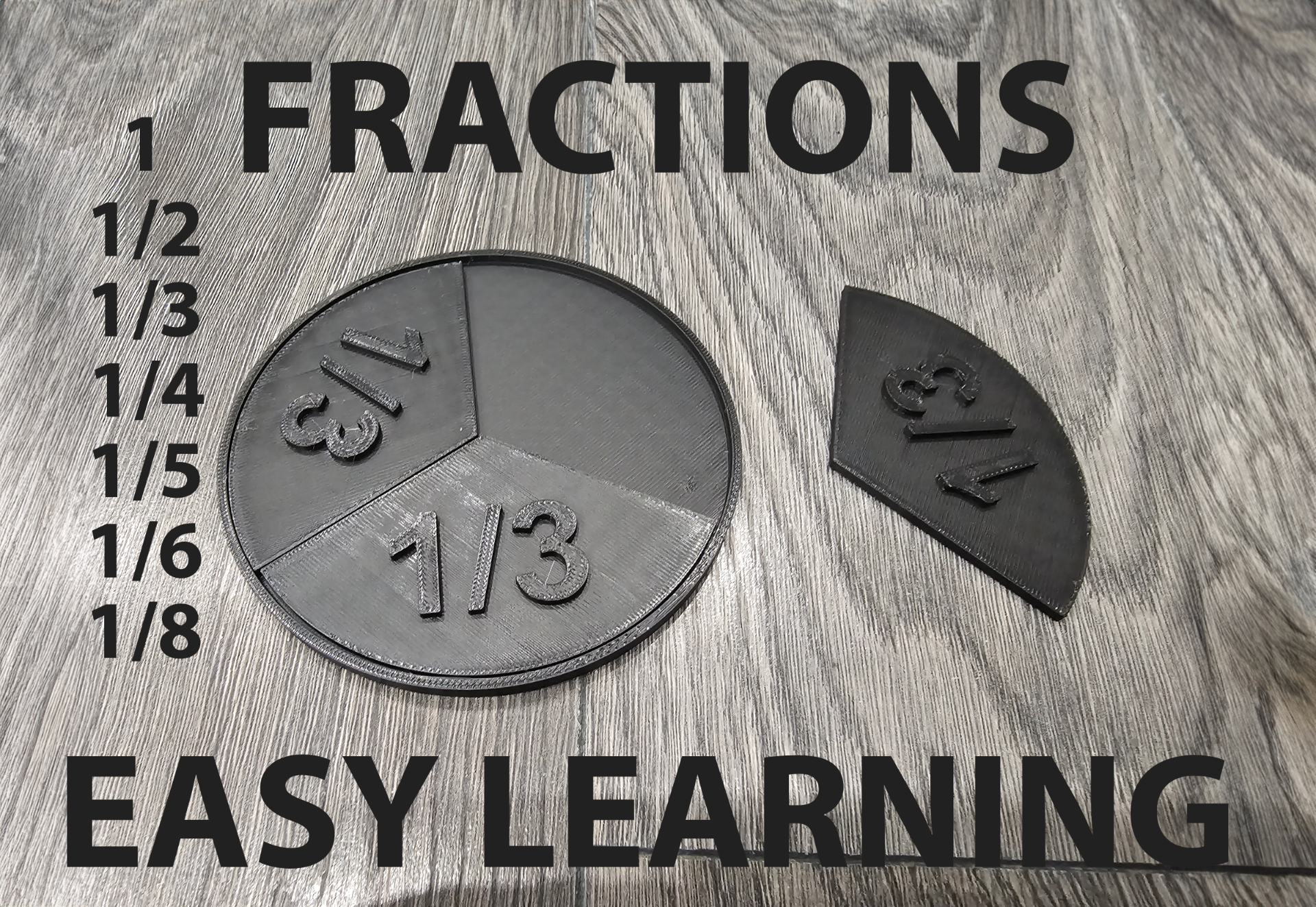 fractions - easy learning by concluzion education mathematics mathematical educational toy educationalrobot game toys mathematicalpuzzle fraction learn 3D print model - Mito3D