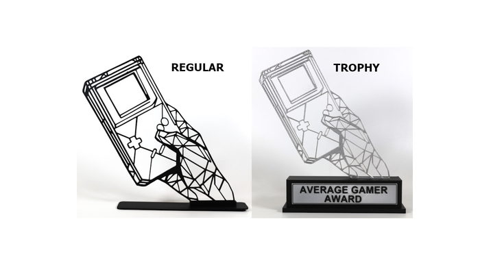 customisable gameboy award by phaseworksca art sculptures nostalgia trophy prize funny geometric display gaming geek nerdy nerd retro customizable nintendo console video game classic colour pocket 3d print model - Mito3D