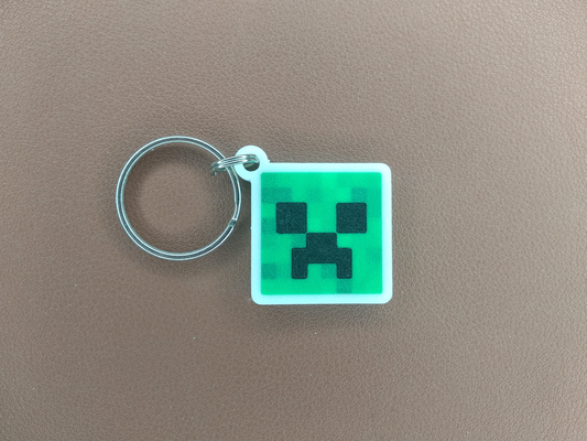 minecraft enredadera cara llavero 3 colores by neddy990 moda modelos caracteres llave anillo cadena 3d print model - Mito3D