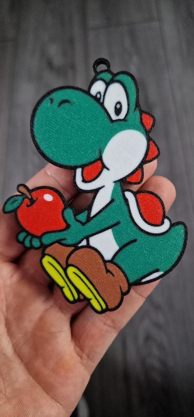 yoshi super mario schlüsselbund by nico91 kunst zeichen logos schlüssel zubehörteil nintendo retro gaming spieler 3d print model - Mito3D