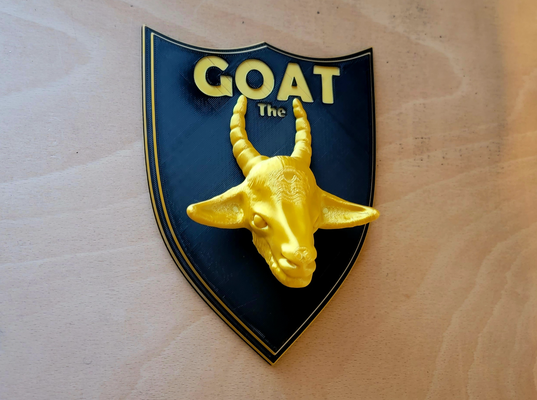 goat trophy - greatest of time by hyperfocus art signs & logos funny comedy prize 3d print model - Mito3D